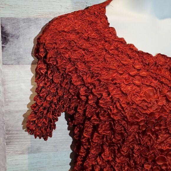 Magic Scarf One Size Dark Red Stretchy Bubble Y2K Crinkle Blouse BoHo Party - Picture 5 of 6